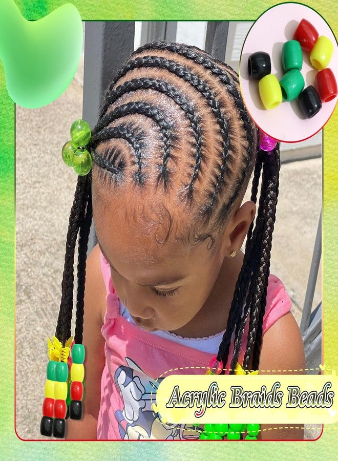 VENOFEN 48PCS Hair Beads Loc Dreadlock Jewelry 4 Colors Hair Tube Bead for Braids Acrylic Pony Bead Accessories for Kids Girls - Image 3
